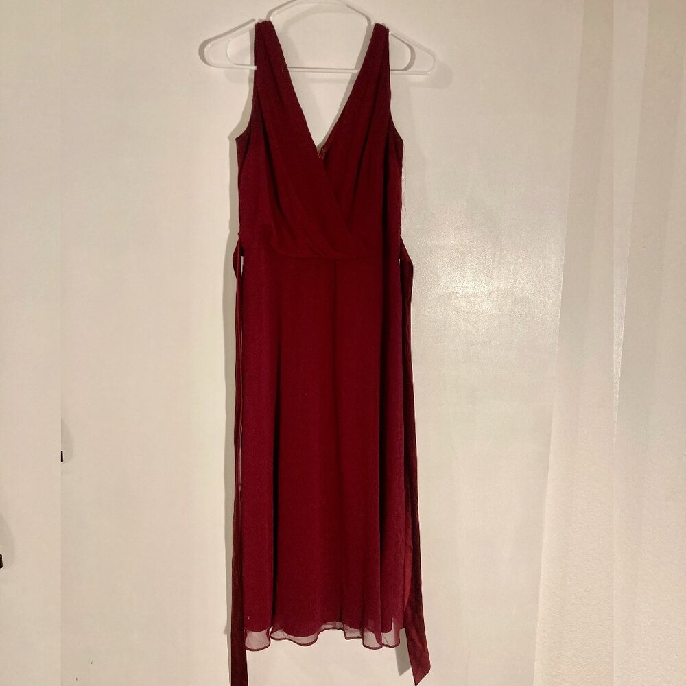WINE BURGUNDY BERRY RED CHIFFON DRESS BY CHAPS (RALPH LAUREN) - SIZE 2